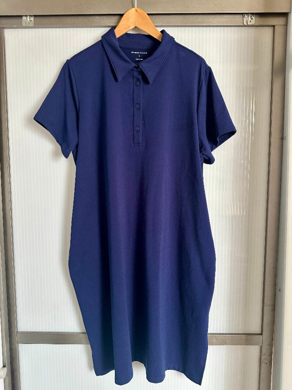Universal Standard Cenote Blue French Terry Polo Dress M 18/20 Pockets